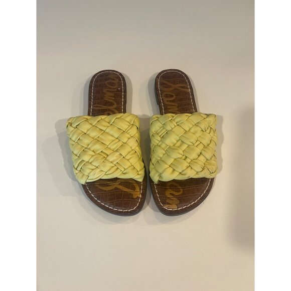 Sam Edelman Yellow Braided Slide Sandals Griffin Size 7 Leather Sole - Picture 1 of 6